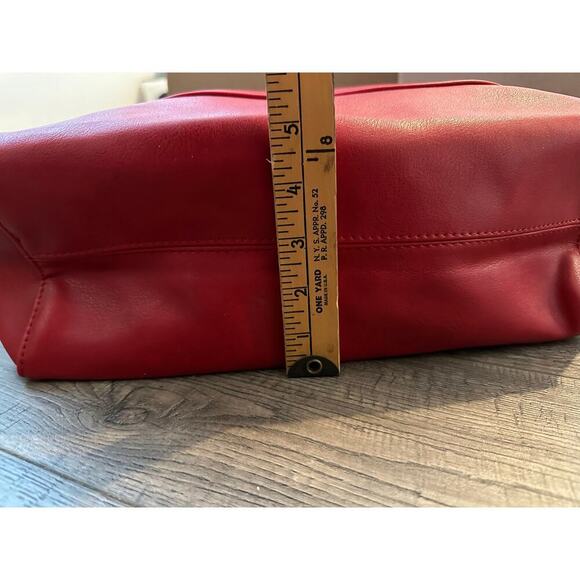 Red Leather Tote Bag handbag purse - Picture 13 of 13